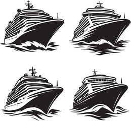 Yacht Silhouette Vector, Luxury Boat Clipart for Nautical Design