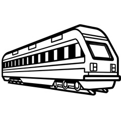 Elegant Passenger Train Line Art with Window Detail