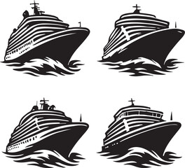 Yacht Silhouette Vector, Luxury Boat Clipart for Nautical Design
