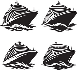 Yacht Silhouette Vector, Luxury Boat Clipart for Nautical Design