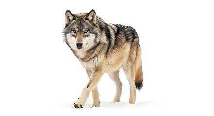Isolated Wolf on White Background – High-Resolution Wildlife Image for Nature, Zoology, and Commercial Use