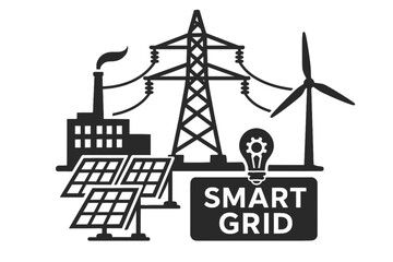 Craft a detailed silhouette of a Smart Grids Energy