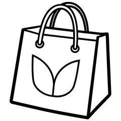 Minimalist Eco-Friendly Shopping Bag Vector Icon — Clean Line Art Design for Sustainable Living