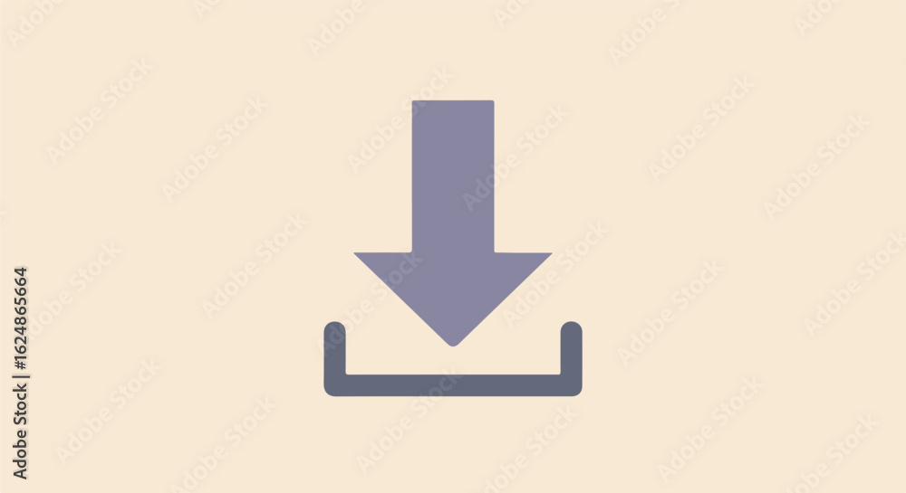 Fototapete downloading arrow into the box on plain background for using design resources