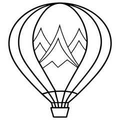 Floating Balloon Above Outlined Peaks