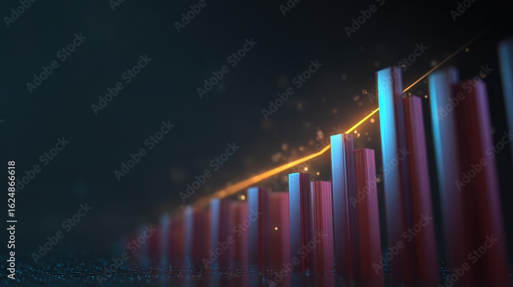 Poster financial growth visualization: dynamic graphic visualization showcasing escalating financial growth