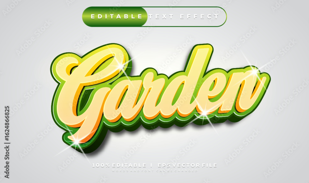 Poster garden vector text effect with modern style design