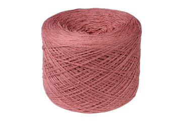 Ball of pink yarn isolated on white background. Clipping path included.