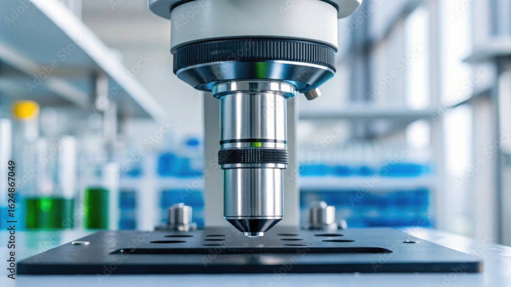 Poster advanced biodegradable technology under microscope with precision focus