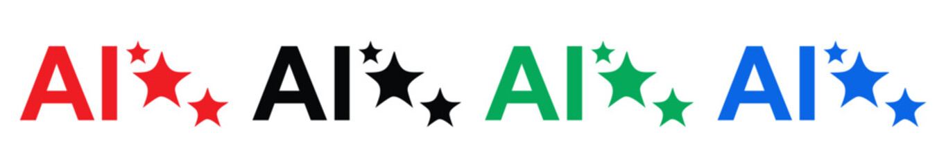 Generative AI logo icon magic sparkle stars symbol. Vector illustration.