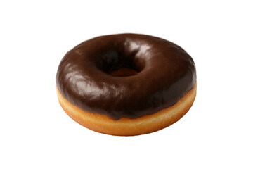 Delicious chocolate glazed donut isolated on white background, perfect for bakery, dessert, snack, breakfast, or sweet treat concepts. Ideal for food photography, advertising, menu design, cafe 