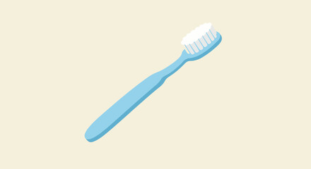 Blue toothbrush with paste on a neutral background used for dental hygiene ad