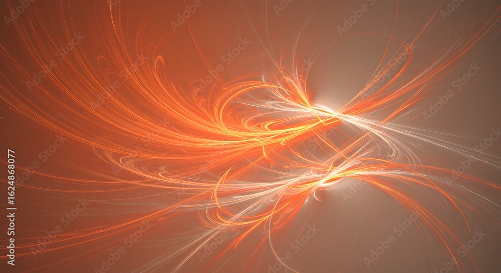Aufkleber abstract fractal art featuring swirling orange and white lines against a gradient background design 