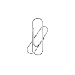 Silver paper clips, stationery, isolated on transparent background
