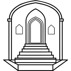 Fototapeta premium Islamic Gate with Steps Inside - Clean Line Art