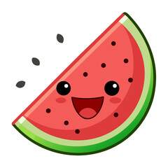 Happy watermelon slice with seeds as freckles