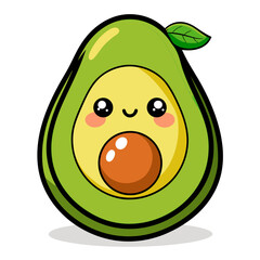 Cute kawaii avocado character with a shy expression