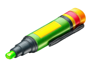 Vibrant office space digital illustration of creative writing tools. Isolated on transparent background, png.