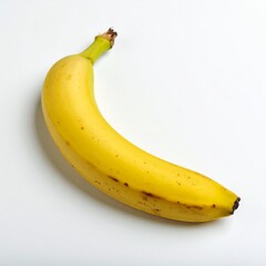 Single ripe banana on white background