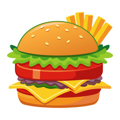 hamburger with french fries