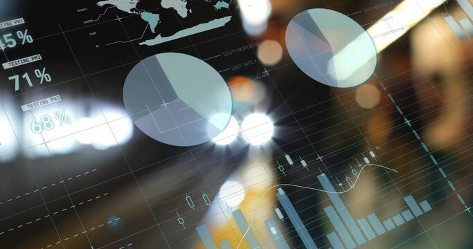 Displaying financial data in office, pie, bar, candlestick and line charts, % labels, world map