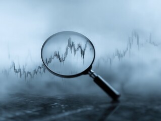 Analyzing stock market trends with a magnifying glass