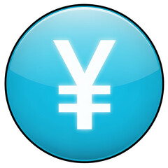 Fototapeta premium Glowing cyan button featuring the Japanese Yen symbol for modern financial technology solutions