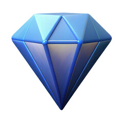 Fototapeta premium Shiny 3D Diamond Icon with Faceted Crystal Design Isolated on White Background 