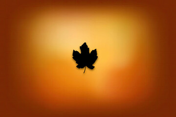 Fototapeta premium Maple Leaf Silhouette on Amber‑Orange Autumn Gradient Background