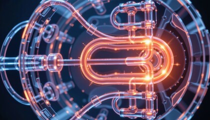 High Tech Digital Circuit Illustration Showcasing Complex Wi and Neon Glowing Elements on Futuristic Background for Innovative Technology Concepts