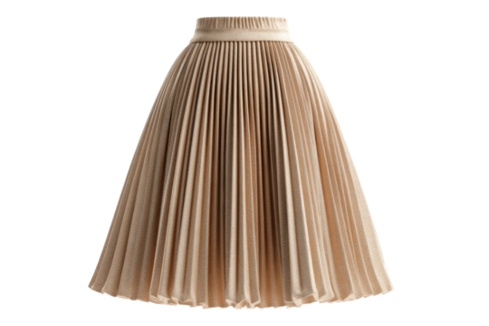 Elegant pleated skirt fashion show paris apparel studio close-up. Isolated on transparent background, png.