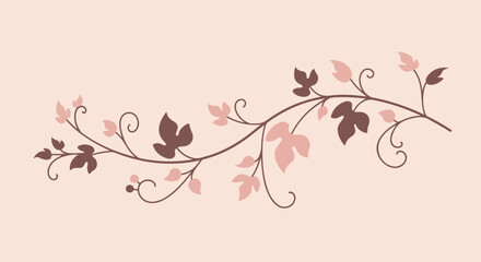 Branch with leaves on light background for design, card, and invitation