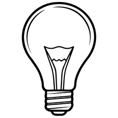 Energy Saving Lightbulb Minimalist Line Art Vector Icon – Eco-Friendly Outline Design