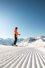 Skier Making a Carving Turn in Lech