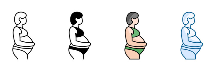 Gestating Woman Icon Set Multiple Style Collection
