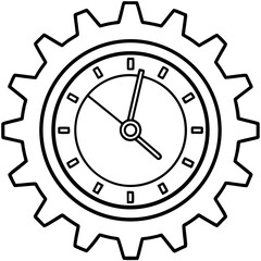 Gear Clock Outline – Mechanical Wall Art Vector