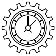 Gear Clock Outline – Mechanical Wall Art Vector