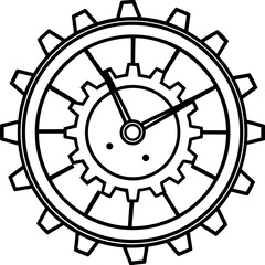 Gear Clock Outline – Mechanical Wall Art Vector