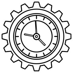 Gear Clock Outline – Mechanical Wall Art Vector