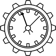 Gear Clock Outline – Mechanical Wall Art Vector