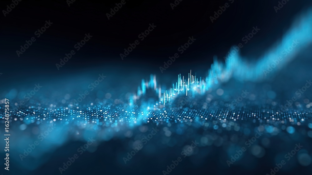 Aufkleber digital charting progress: a digital illustration depicts a dynamic financial chart with glowing lin