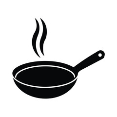 Silhouette Vector of Black-and-white Wok with Handle and Steam
– Iconic deep pan