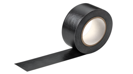 roll of black adhesive tape isolated on transparent background 