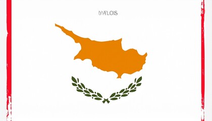 Cyprus national flag with an orange island silhouette above two crossed green olive branches and the word &ldquo;KYPROS,&rdquo; symbolizing peace and national identity.