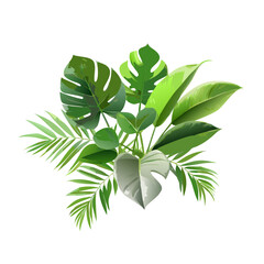 Tropical Green Leaves SVG - Lush Foliage Vector Icon
