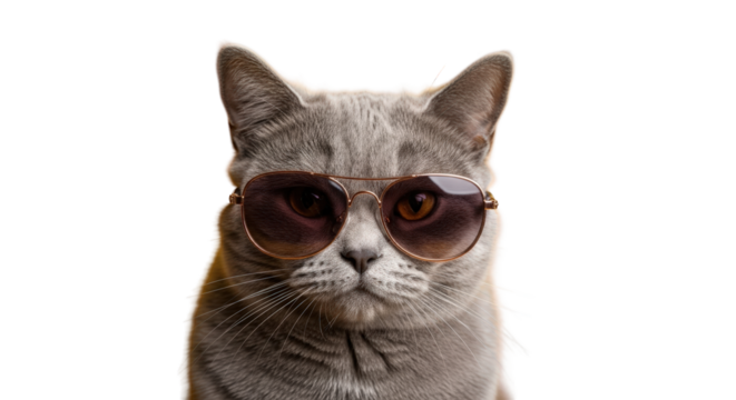 An image of cool cat wearing sunglasses portrait.. The scene includes fashion, face, stylish, eyewear, domestic, headshot, playful, trendy, hipster,