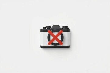 Rejected photo camera icon, white background