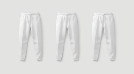 Blank white sport pants mockup, front and side view 