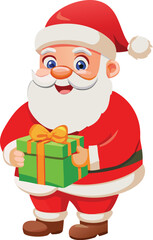 Cartoon Santa Claus in a Traditional Red Suit with Christmas Gifts Tree and Candy Canes Full of Holiday Cheer

