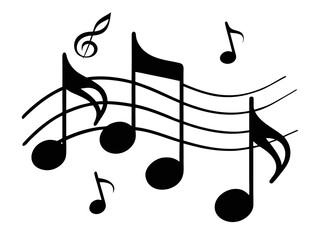music notes  icon,musical notes  black silhouette vector on white background